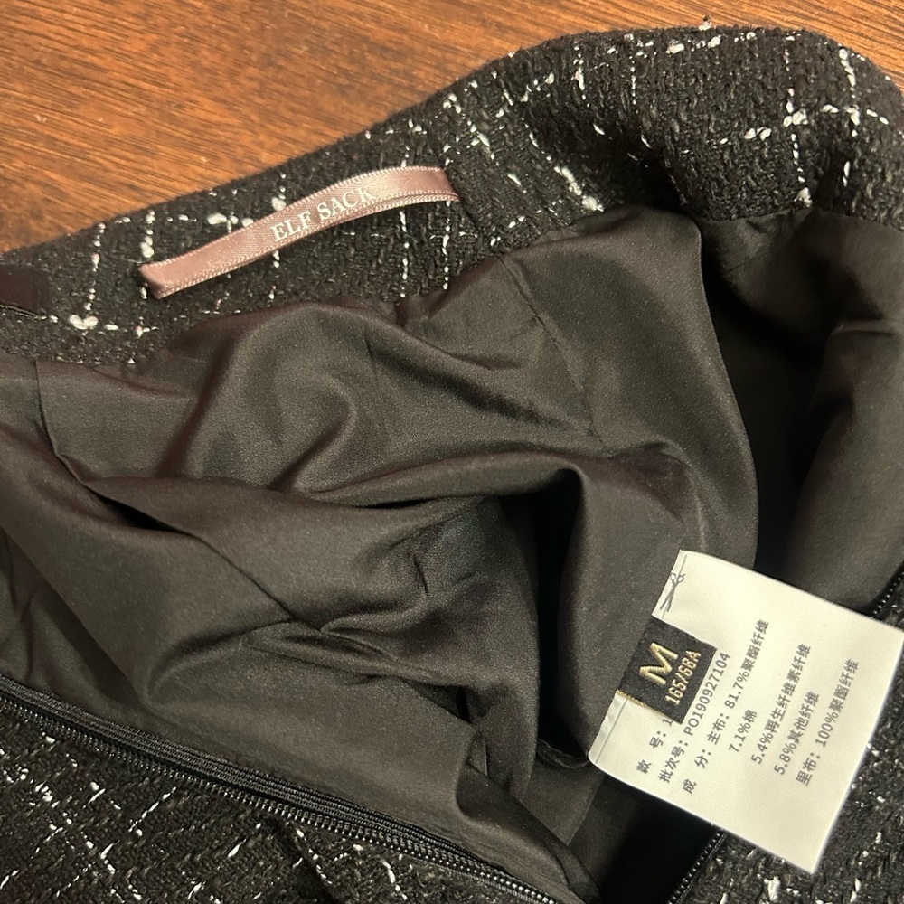Elf Sack -Black Plaid Button-Front Women's Skirt - Picture 3 of 5